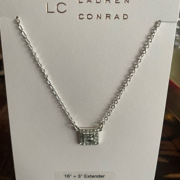 LC Lauren Conrad Silver Crystal Pendant Necklace,Women’s necklace. - Picture 6 of 8